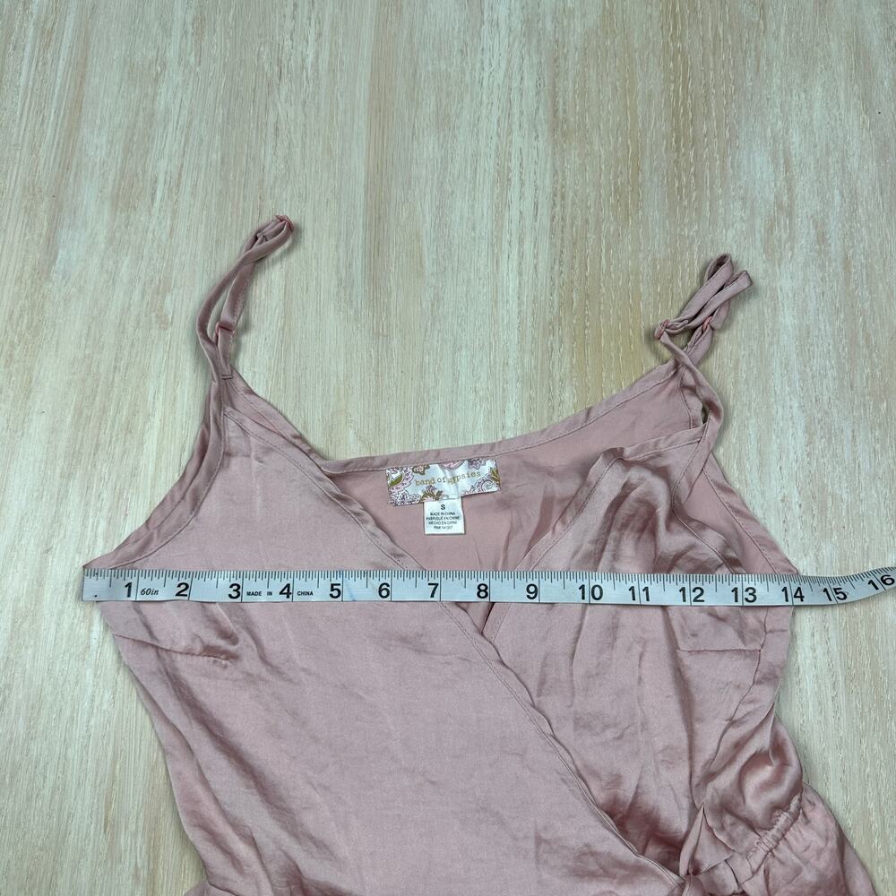 Band of Gypsies Pink Blush Faux Wrap Satin Spaghetti Strap Elegant Dress Small - Picture 14 of 14